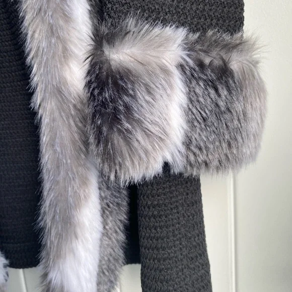 New! St. John faux fur coat/cardigan. Size 12.